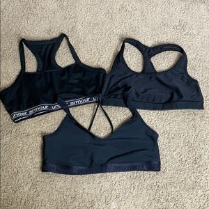 Bundle of three black sports bras